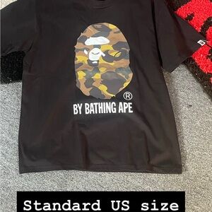 Bape Black Tee with Camo Ape Graphic